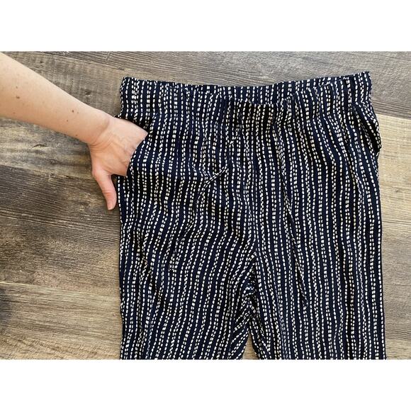 Per Se Pants Pull On Elastic Waist Navy Blue & White Casual Rayon Lounge Joggers - Picture 2 of 10